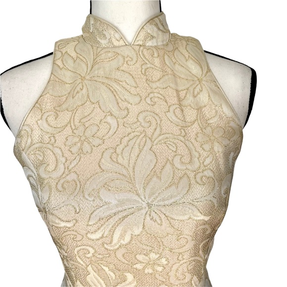Jessica McClintock Dresses & Skirts - Vintage (80’s with Tags) Jessica McClintock Cream Gold Brocade Sheath Gown Sz 4